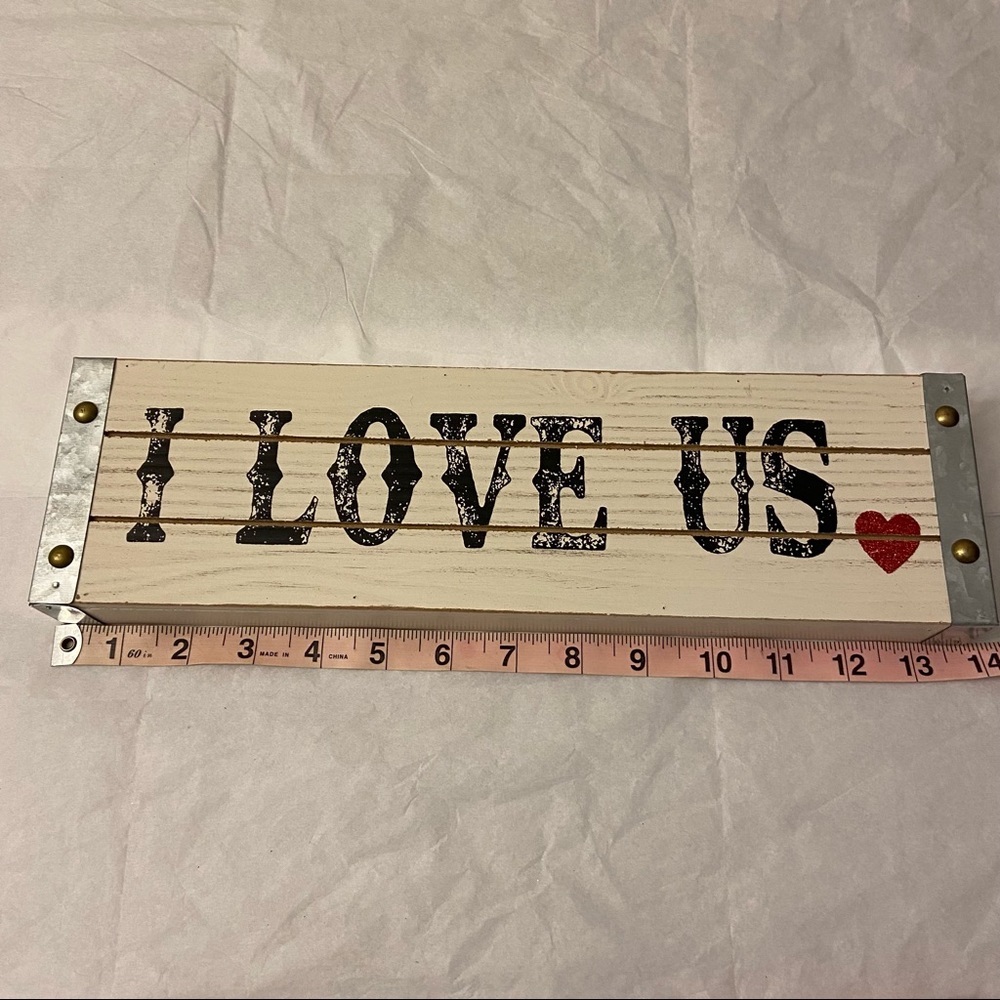 Wood Block Sign, 14inx4in, I Love Us, Wood Love